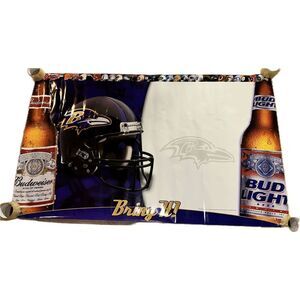 Vintage Early 2000's Baltimore Ravens Vinyl Bud Light Poster 3' x 5' NFL Beer